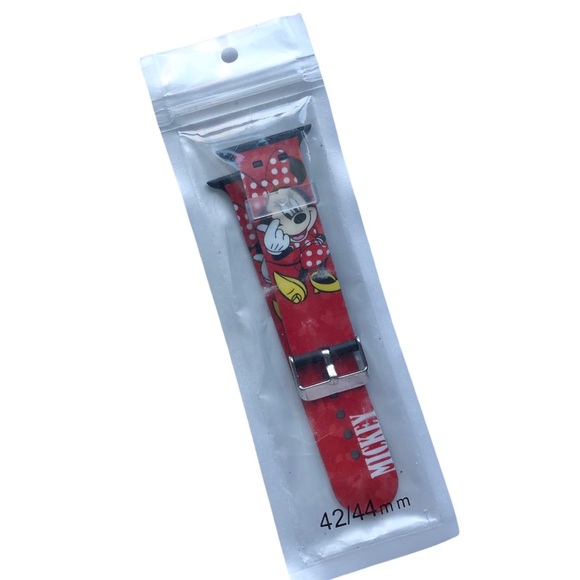 5/$20 NEW Mickey Minnie Mouse Band Apple Watch 42/44/45/49mm M RED Buckle Disney - Picture 5 of 8